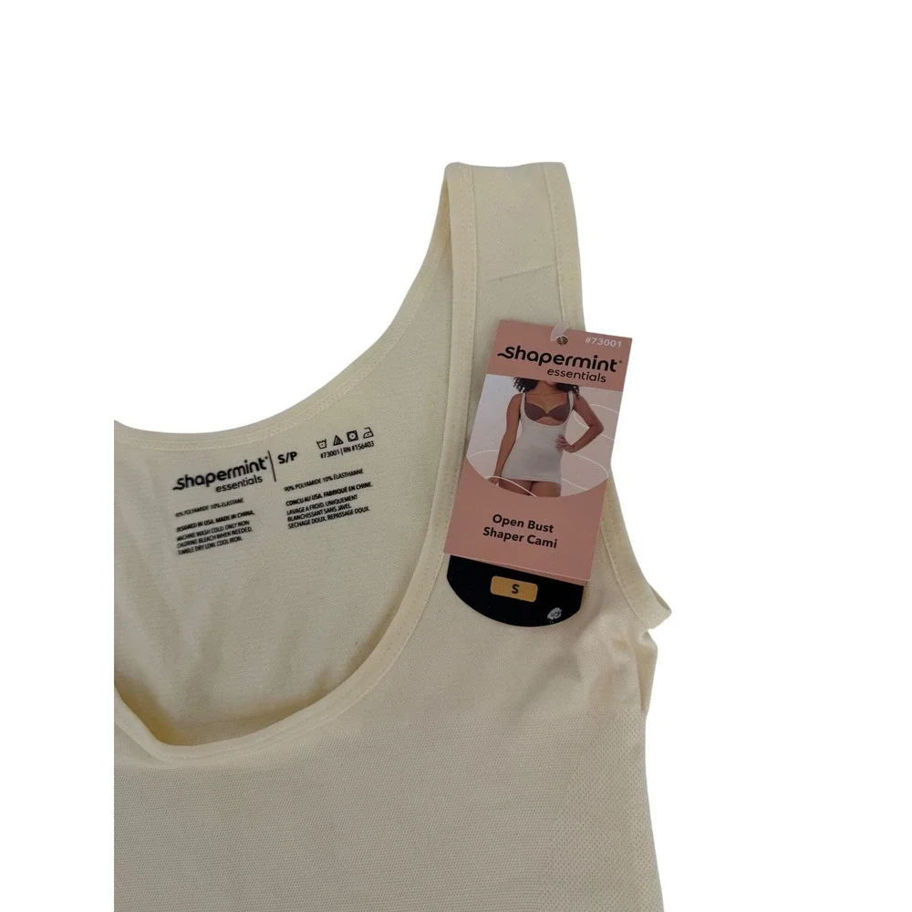 Shapermint Essentials Open Bust Shaper Cami Cream Small 73001 Shapewear Tank